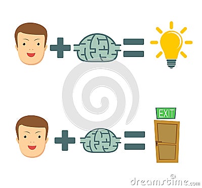 Businessman brains create ideas. Vector Illustration