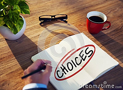 Businessman Brainstorming About Right Choices Stock Photo