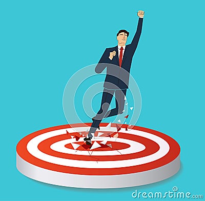 Businessman and Breaking target archery to Successful vector. Business concept illustration. Vector Illustration