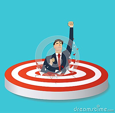 Businessman Breaking target archery to Successful vector. Business concept illustration. Vector Illustration