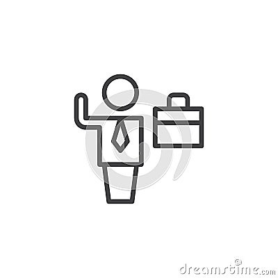 Businessman with briefcase outline icon Vector Illustration