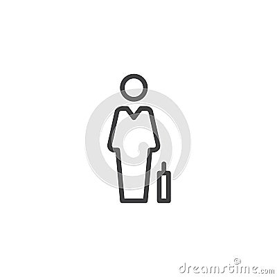 Businessman and briefcase outline icon Vector Illustration