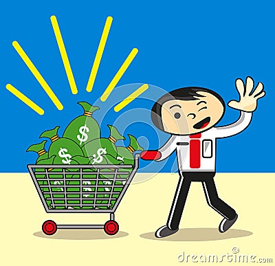 Businessman bring money Vector Illustration