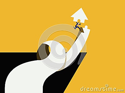 Businessman build growth graph and prepare for the big profit. Solving finances concept Vector Illustration