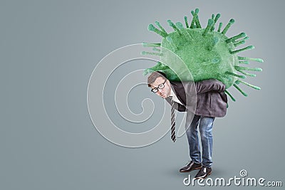 Businessman Burdened By A Virus Stock Photo