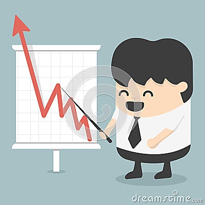 Businessman with business growing graph Vector Illustration