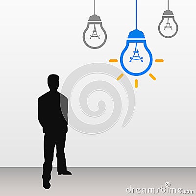 Businessman business idea lamp company icon Vector Illustration