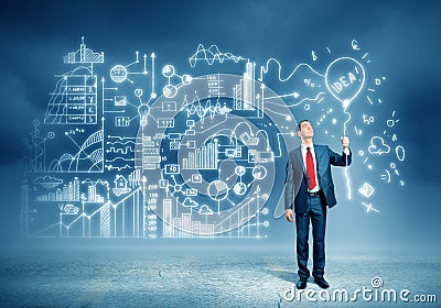 Businessman and business sketch Stock Photo