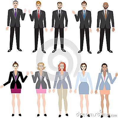 Businessman and Businesswomen Set , Multiracial Executive Manager - Vector Illustration Vector Illustration