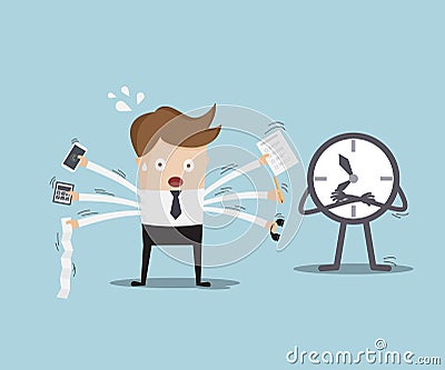 Businessman busy with time Vector Illustration