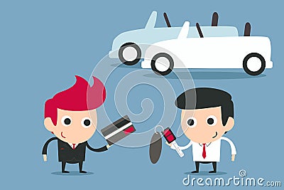 Businessman buying car Vector Illustration