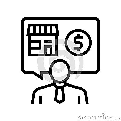 businessman buying or selling shop line icon vector illustration Cartoon Illustration