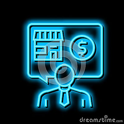 businessman buying or selling shop neon glow icon illustration Vector Illustration