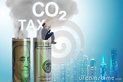 Businessman in carbon pricing concept Stock Photo