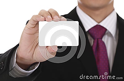 Businessman with card Stock Photo