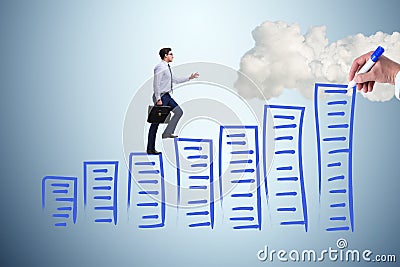 The businessman in career progress concept Stock Photo