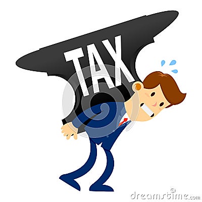 Businessman Carry Tax Burden On His Back Vector Illustration