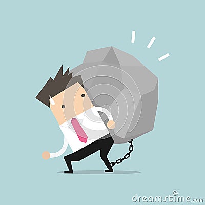 Businessman carrying a big rock Vector Illustration