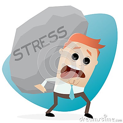 Businessman carrying a big stress rock Vector Illustration