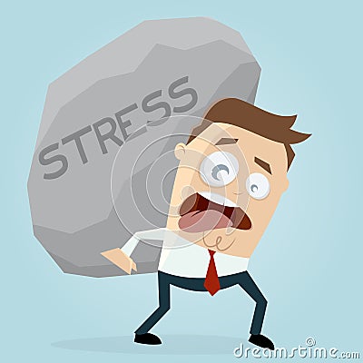 Businessman carrying a big stress rock Vector Illustration