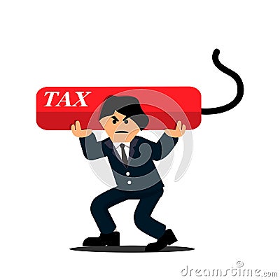 Businessman carrying heavy debt tax. Flat designs Vector Illustration