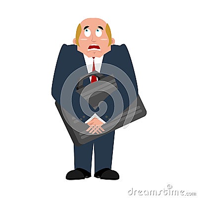 Businessman case and fear. dread of boss for money. Fearing for Vector Illustration