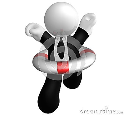 Businessman catching lifebuoy Cartoon Illustration