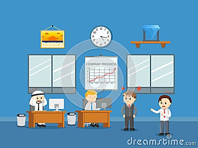 Businessman caught sleep when working Vector Illustration