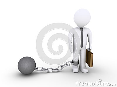 Businessman with a chain ball Stock Photo