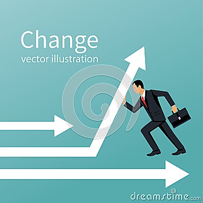 Businessman change direction. Vector Illustration