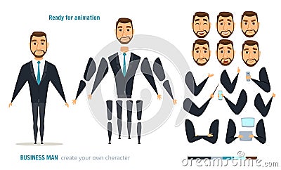 Businessman character animation Vector Illustration