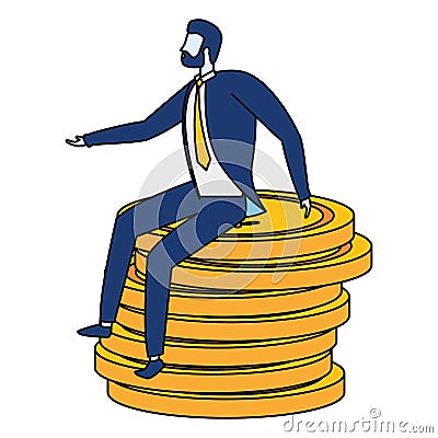 businessman character coins Cartoon Illustration