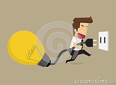 Businessman chart bulb idea, increase energy of thought Vector Illustration