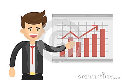 Businessman with chart. Vector Illustration