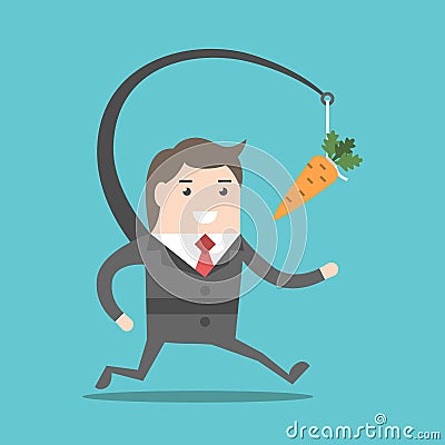 Businessman chasing carrot Vector Illustration