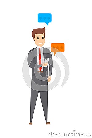 Businessman chatting on the mobile phone illustration Vector Illustration