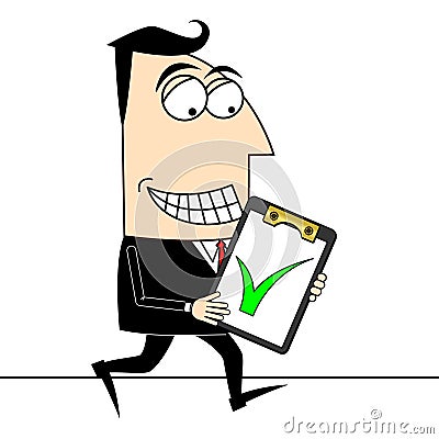 Businessman, check-up mark, white background Stock Photo