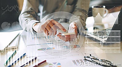 Businessman checking financial result of company economy. Stock Photo