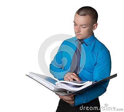 businessman checks the statements Stock Photo