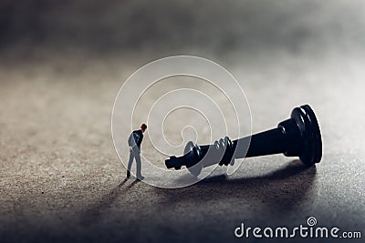 Businessman and chess piece. Decision making concept Stock Photo