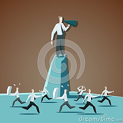 Businessman chief executive officer shouting commands through a Vector Illustration