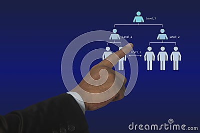 Businessman choose human resource to management recruitment. Hierarchical structure of teams and employees in the company. Data Stock Photo