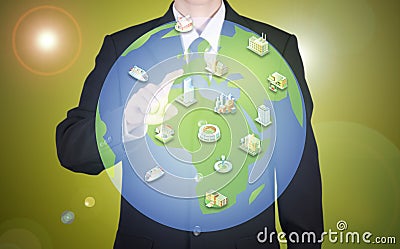 businessman choose investment on the earth Stock Photo