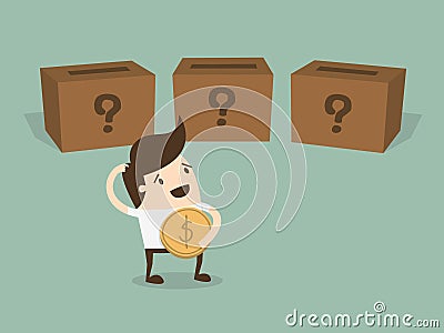 Businessman choose to invest Vector Illustration