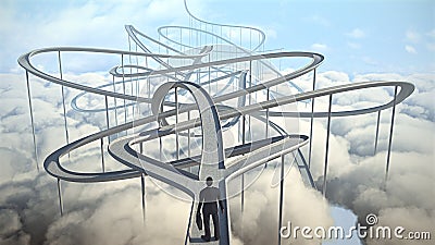 Businessman chooses the path strategy Cartoon Illustration