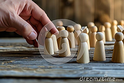 Businessman chooses a person from the team. The best employee, leader. Leadership and promotion. Human Resource Management and Stock Photo