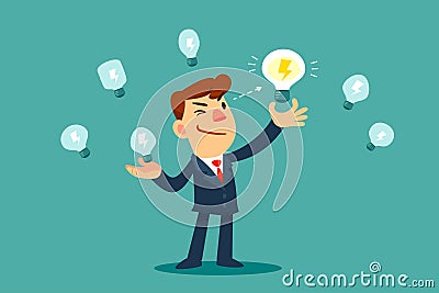 businessman choosing best idea bulb for investment Vector Illustration