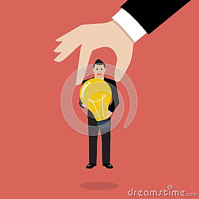 Businessman choosing worker who has idea Vector Illustration