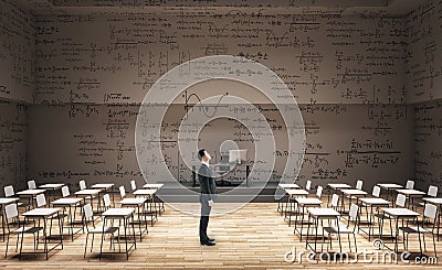 Businessman in clean classroom Stock Photo