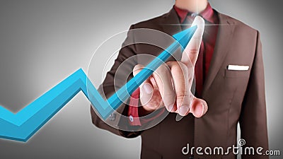 Businessman Click Success Growth Arrow Stock Photo